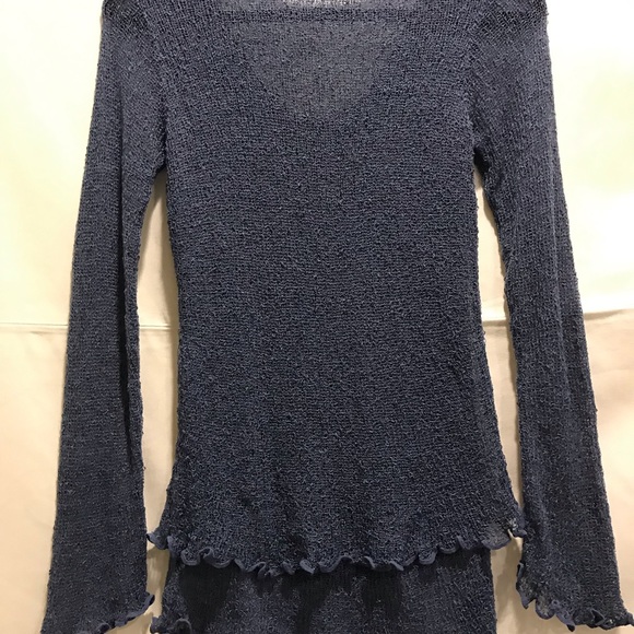 Stretchy Soft Open Knit Top Bell Sleeve - Picture 3 of 3
